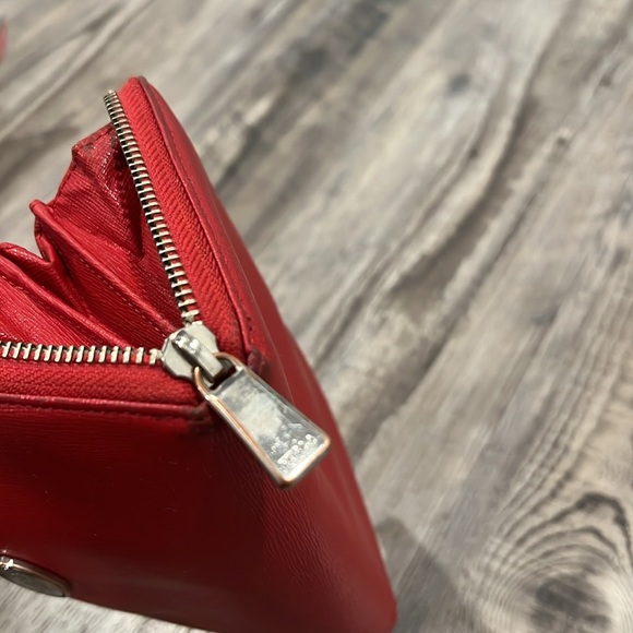 Furla Red Saffiano Leather Zip Around Wallet - Picture 15 of 16